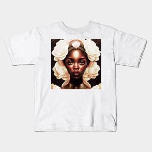 [AI Art] Lady of White Carnations, Art Deco Style Kids T-Shirt